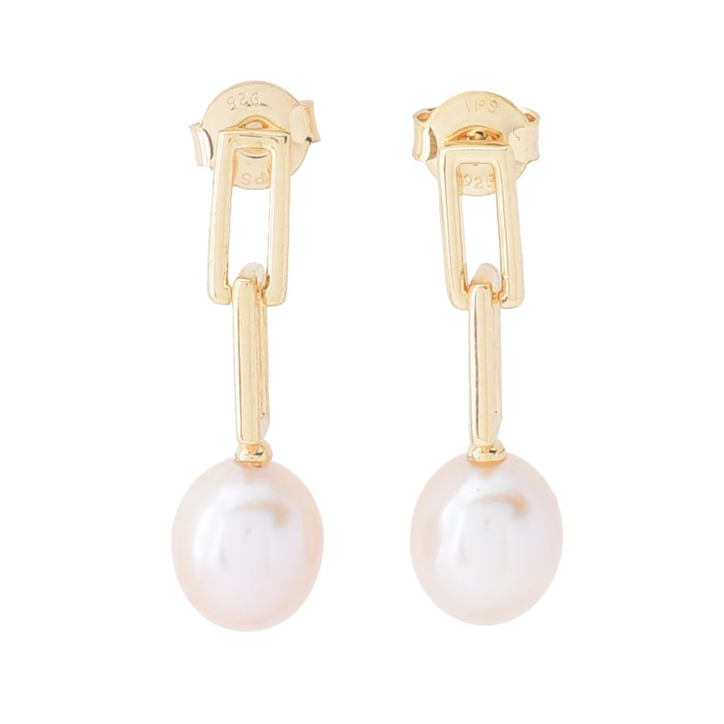 Imperial Pearl Freshwater Cultured Pearl Paperclip Dangle 1" Earrings
