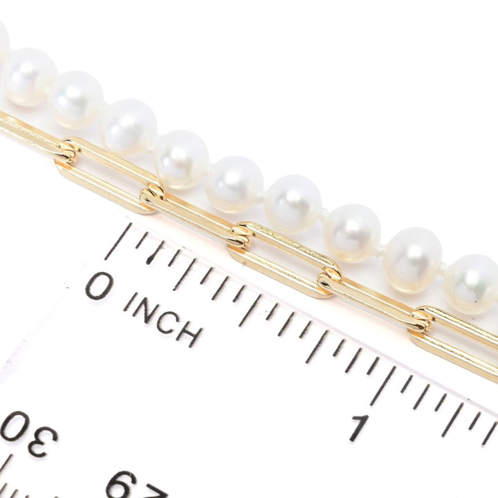 Imperial Pearl Freshwater Cultured Pearl & Paperclip Chain 2-Row Bracelet