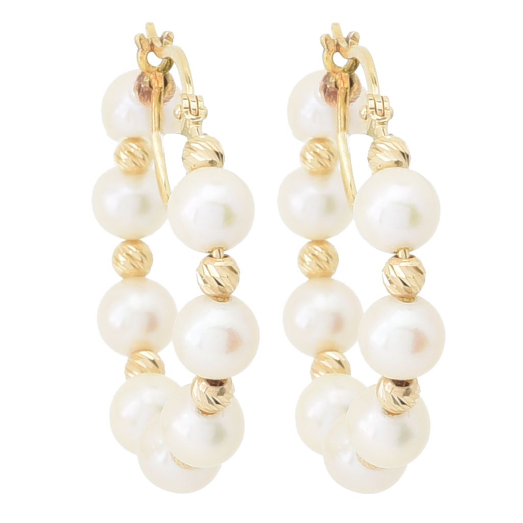 Imperial Pearl Freshwater Cultured Pearl Bead Hoop Earrings