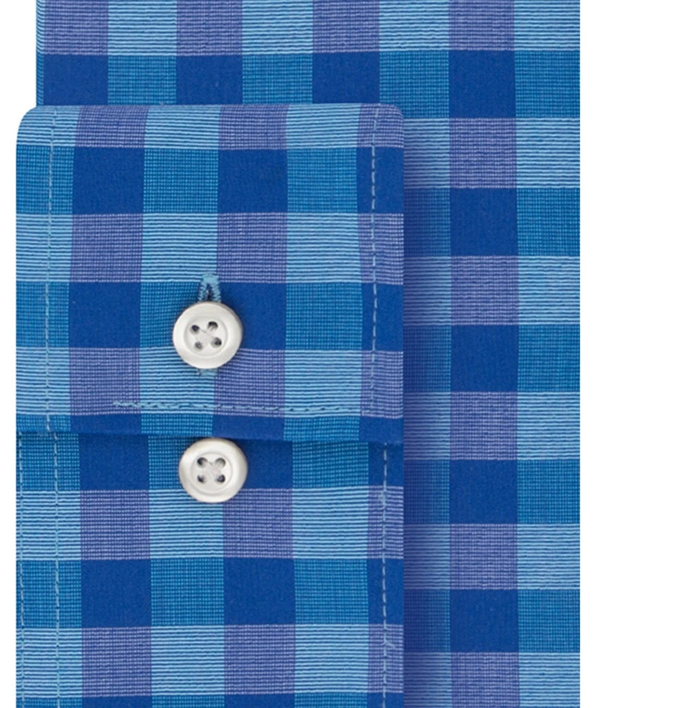 Van Heusen Men's Regular Fit Flex Collar Stretch Check Dress Shirt Blue Size 14.5x32-33