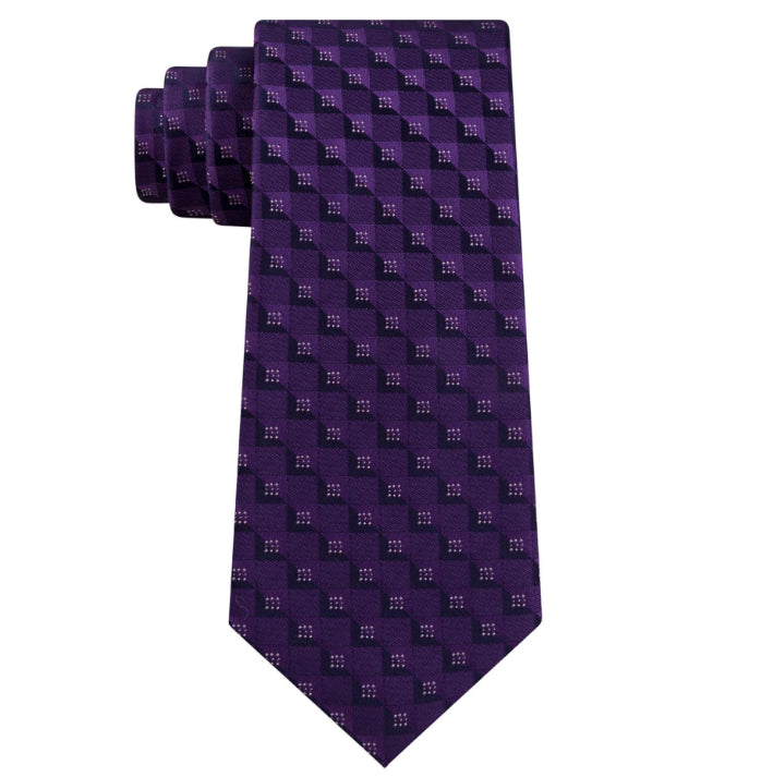 Kenneth Cole Reaction Men's Classic Geometric Tie Purple Size Regular