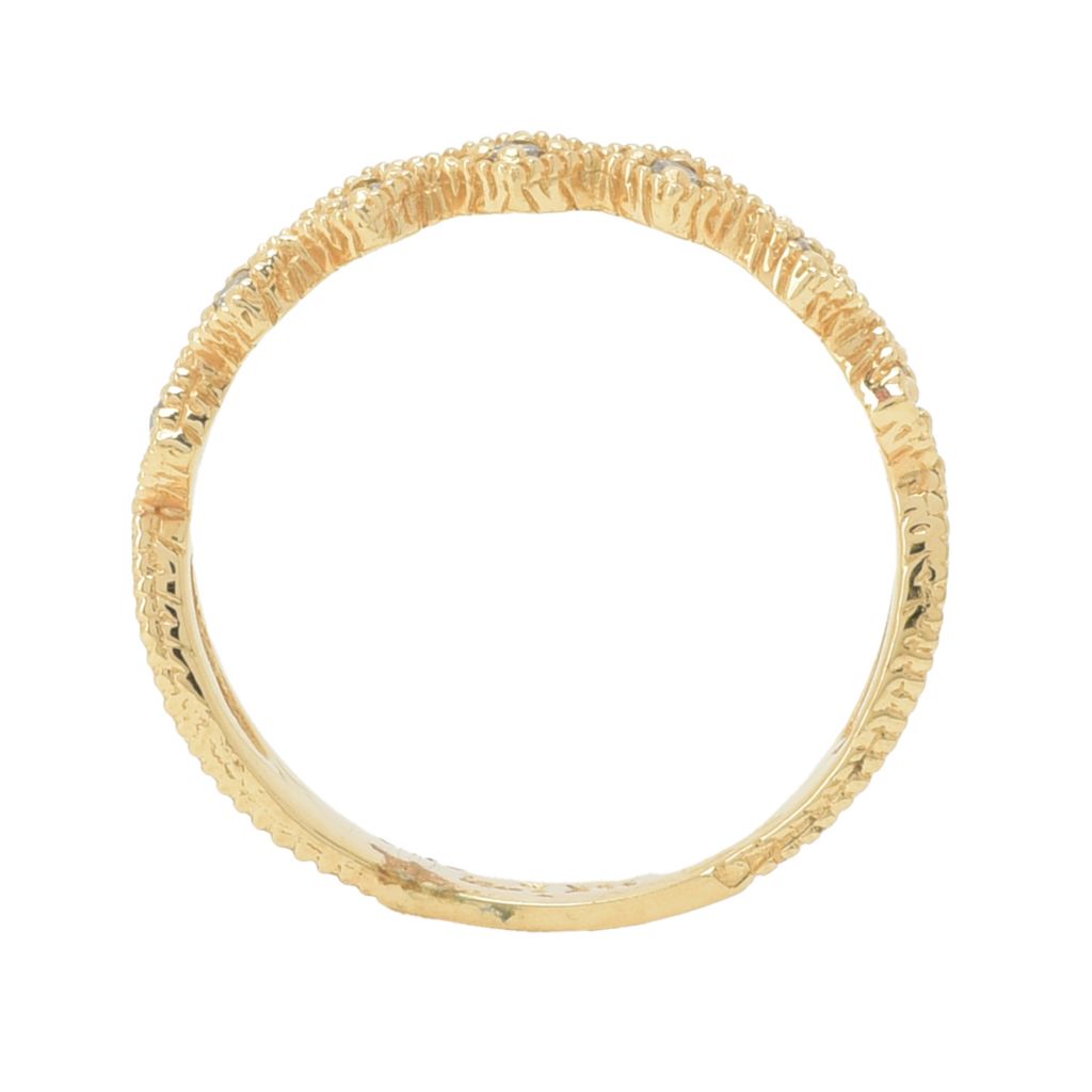 Morris & David 14K Gold 0.18ctw Diamond Stack Band Ring, 1.7 grams