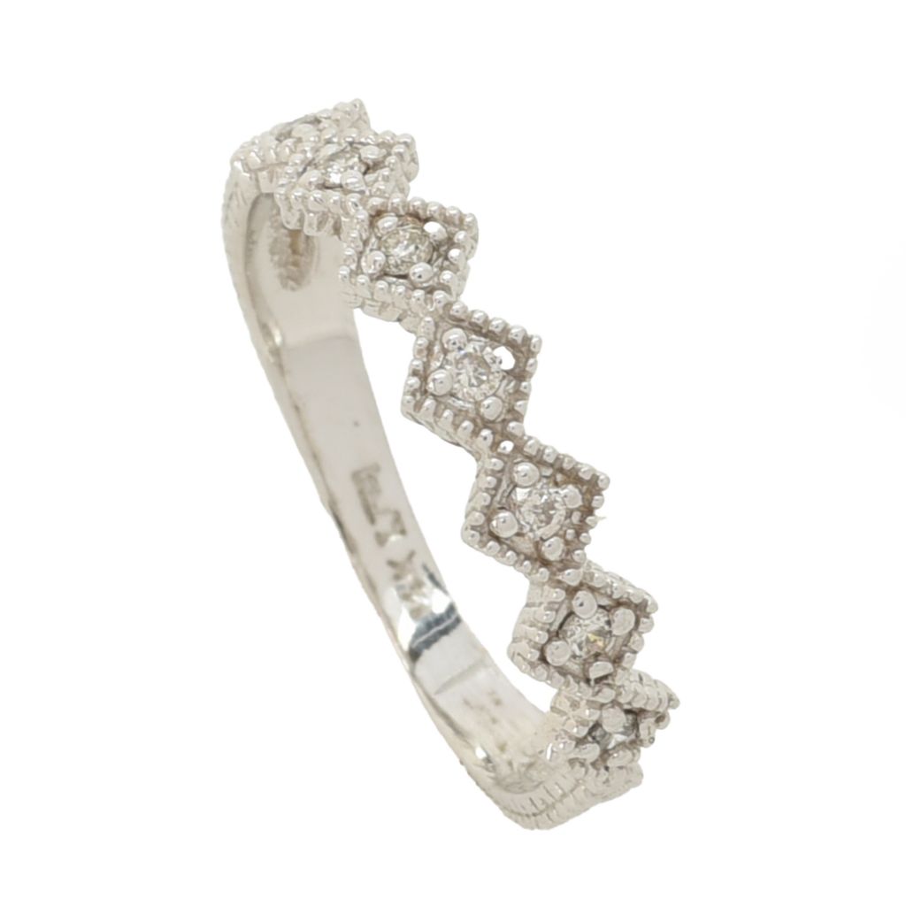 Morris & David 14K Gold 0.18ctw Diamond Stack Band Ring, 1.7 grams