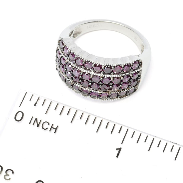 Diamond Treasures 14K White Gold 1.90ctw Purple Diamond 4-Row Ring