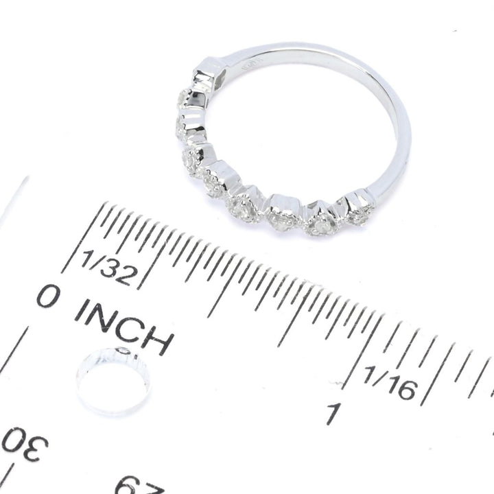 Diamond Treasures Sterling Silver 0.09ctw Pave Diamond Heart Band Ring