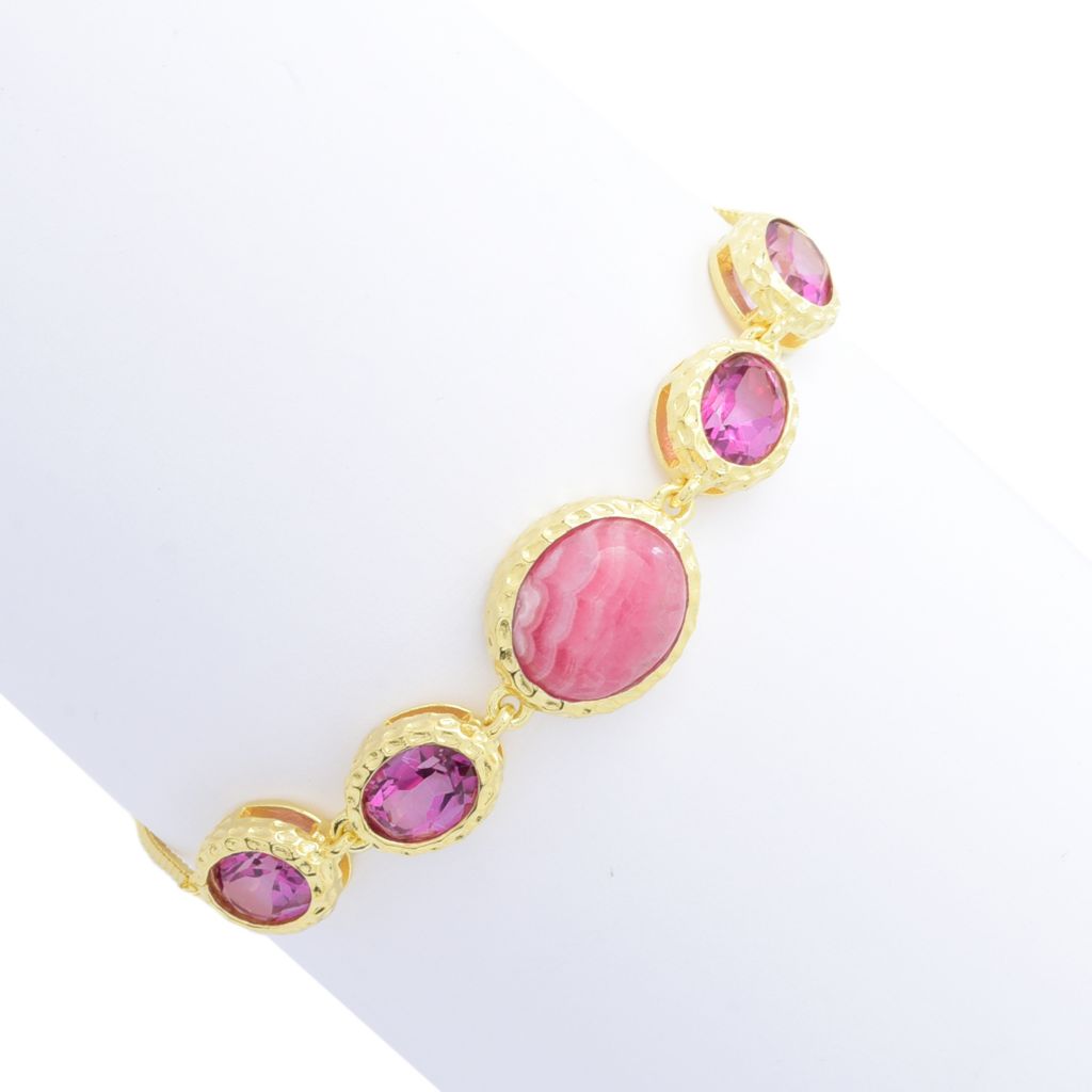 Elemental Gems 18K Gold Plated Opaque & Faceted Gemstone Bolo Bracelet