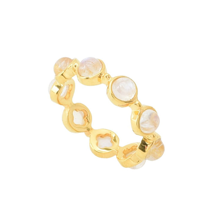 Elemental Gems 18K Gold Plated Choice of Gemstone Eternity Band Ring