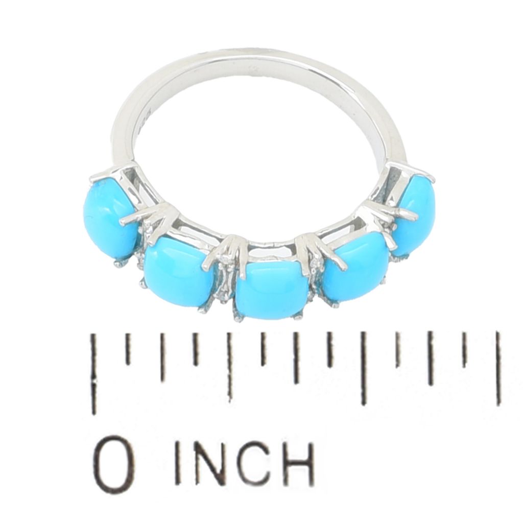 Elemental Gems Platinum Plated Sleeping Beauty Turquoise & Zircon Ring