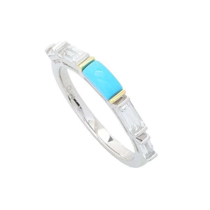 Elemental Gems Sleeping Beauty Turquoise & Baguette White Topaz Ring