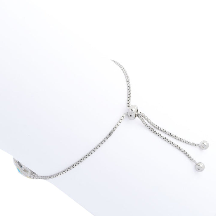 Elemental Gems Sleeping Beauty Turquoise & White Topaz Bolo Bracelet