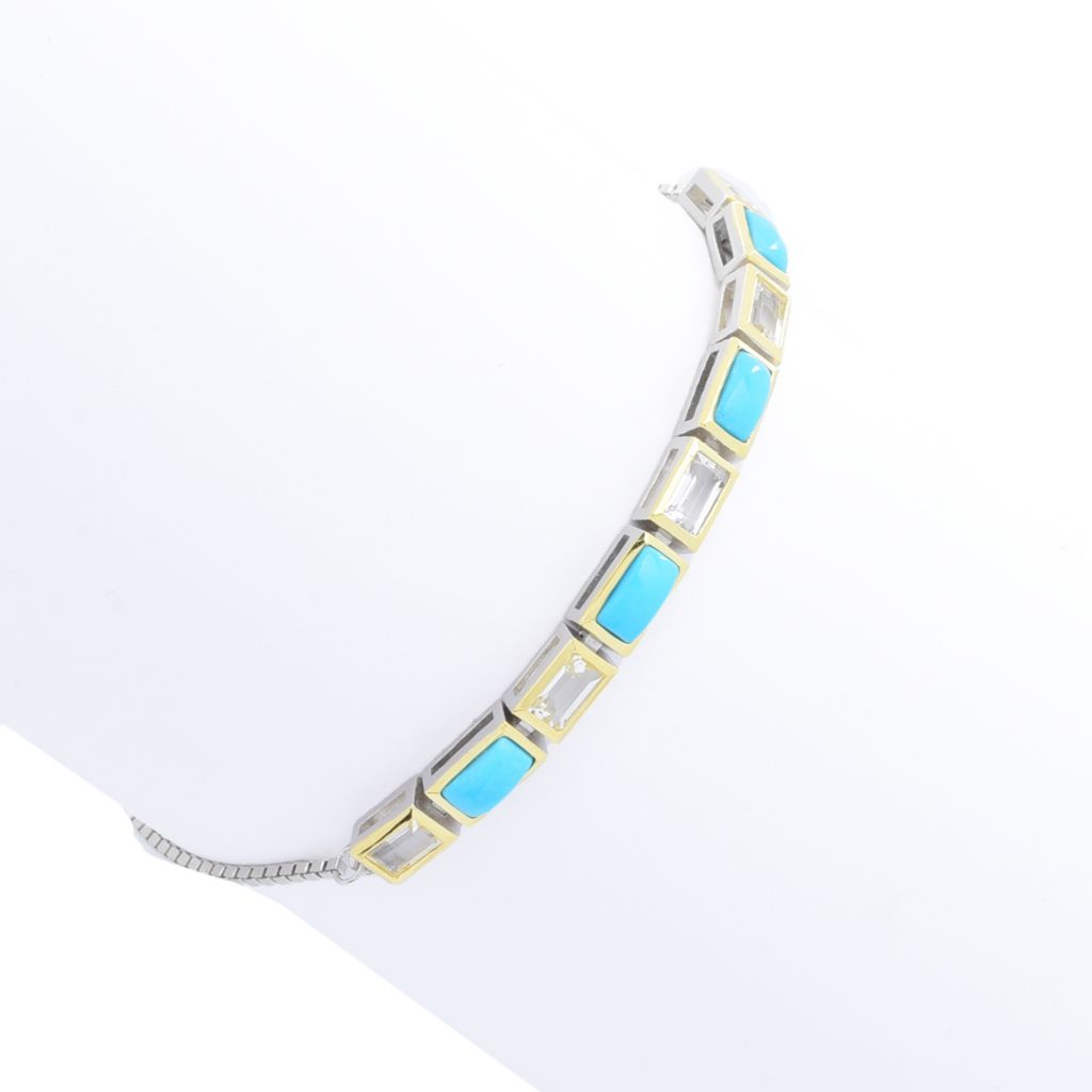 Elemental Gems Sleeping Beauty Turquoise & White Topaz Bolo Bracelet