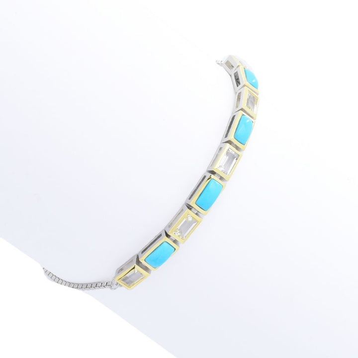 Elemental Gems Sleeping Beauty Turquoise & White Topaz Bolo Bracelet