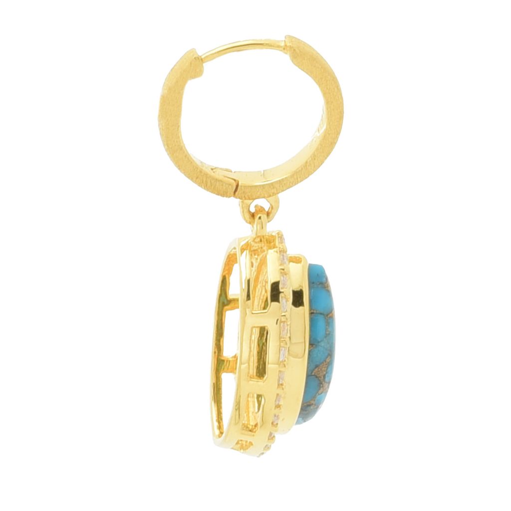 Elemental Gems 14x9mm Blue Copper Turquoise & Zircon Drop Earrings