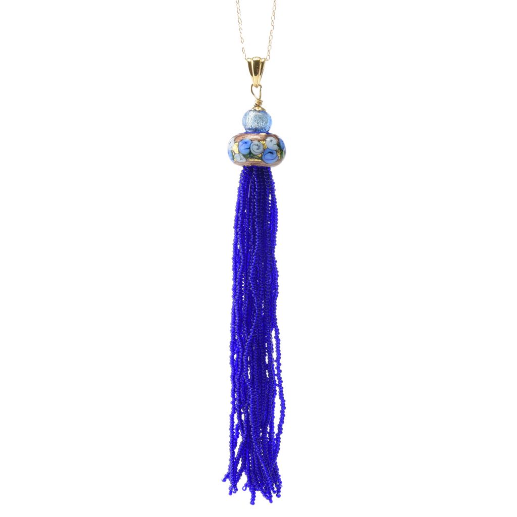 Il Murano di Francesca Murano Glass Bead Tassel Pendant w/ Chain