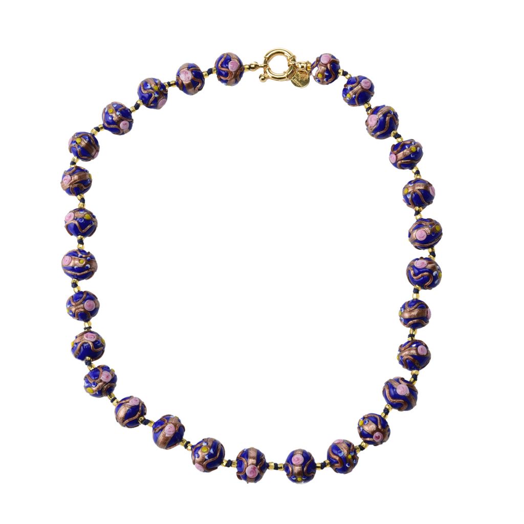Il Murano di Francesca 18K Gold Plated Floral Murano Glass Bead Necklace