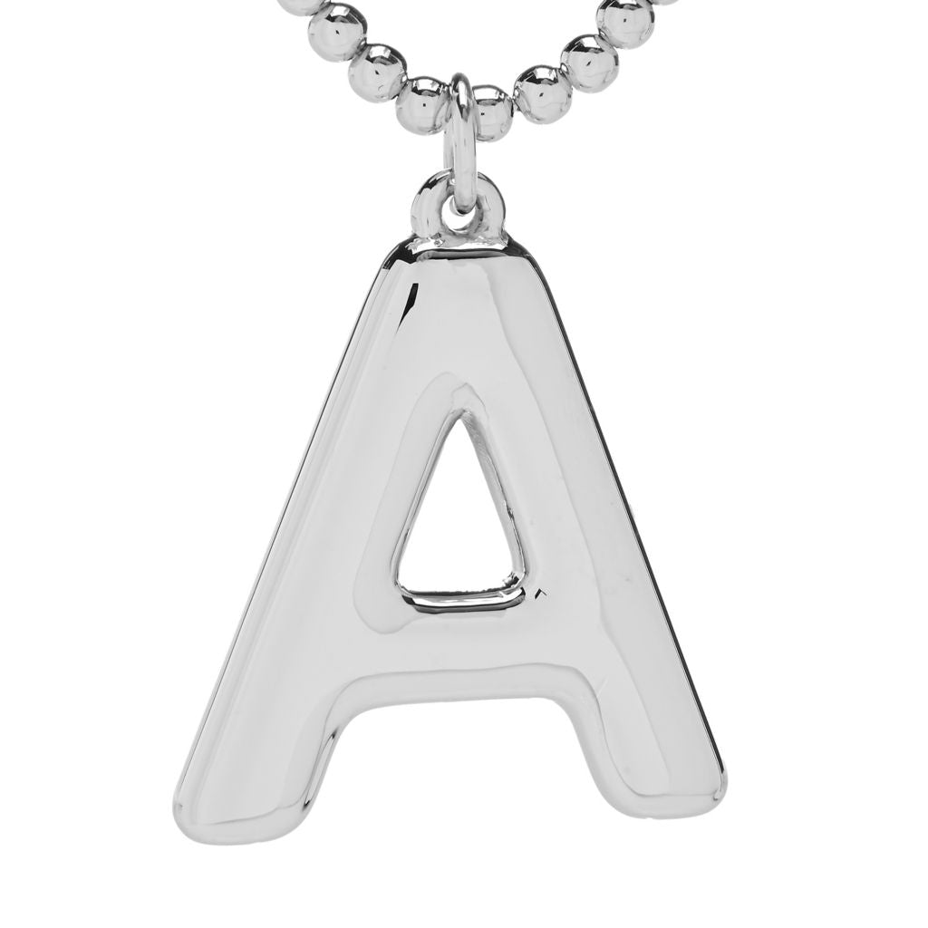 Sorrento Italian Silver Choice of Initial Pendant w/ 4mm Beaded Chain