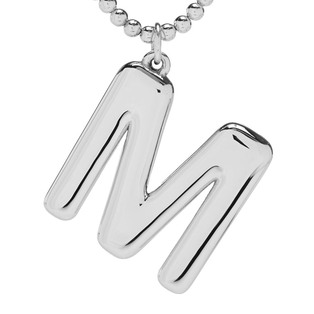 Sorrento Italian Silver Choice of Initial Pendant w/ 4mm Beaded Chain