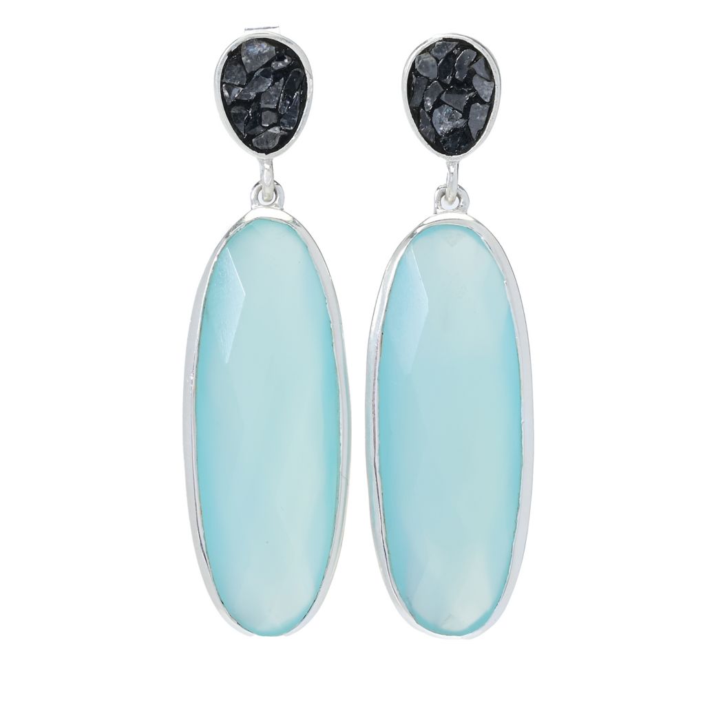 Artisan Silver by Samuel B. Choice of Gem & Black Diamond Drop Earrings