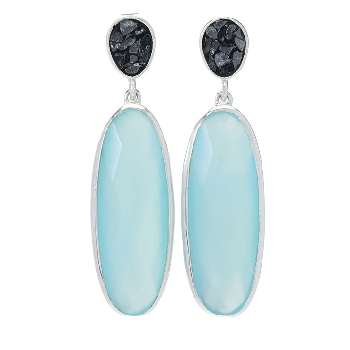 Artisan Silver by Samuel B. Choice of Gem & Black Diamond Drop Earrings