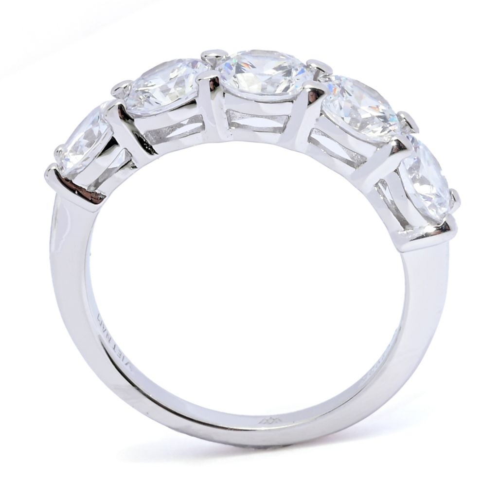 Brilliante Platinum Plated 0.75 DEW Simulated Diamond 5-Stone Ring