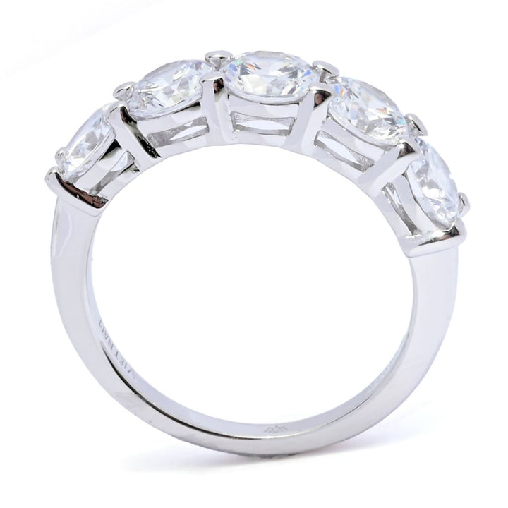 Brilliante Platinum Plated 0.75 DEW Simulated Diamond 5-Stone Ring