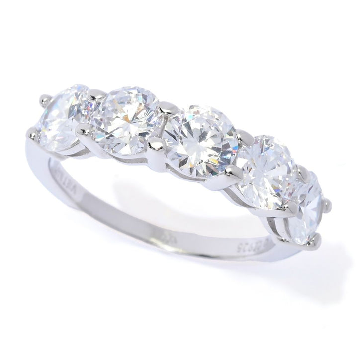Brilliante Platinum Plated 0.75 DEW Simulated Diamond 5-Stone Ring