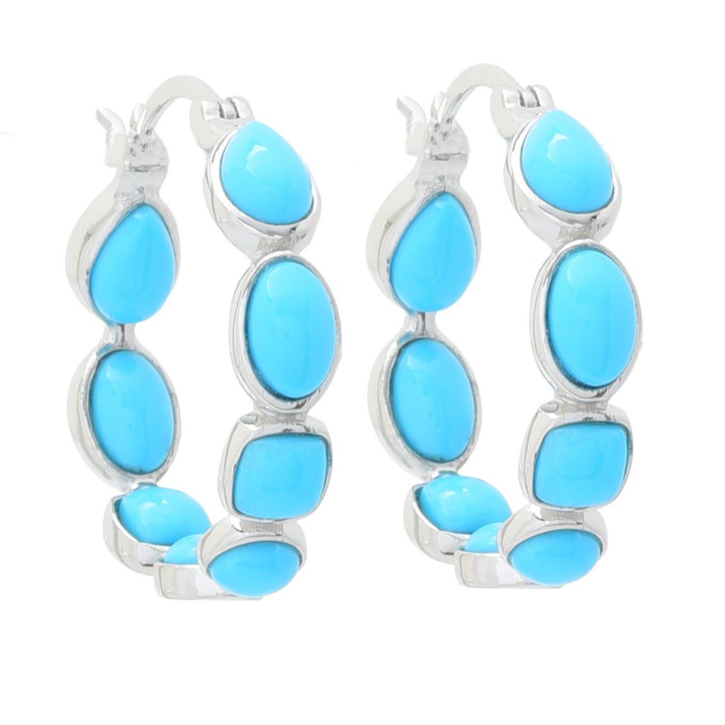 Elemental Gems Multi Shape Sleeping Beauty Turquoise Hoop Earrings