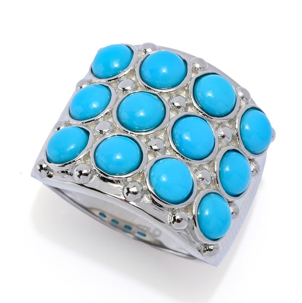Elemental Gems Sleeping Beauty Turquoise Triple Row Wide Band Ring