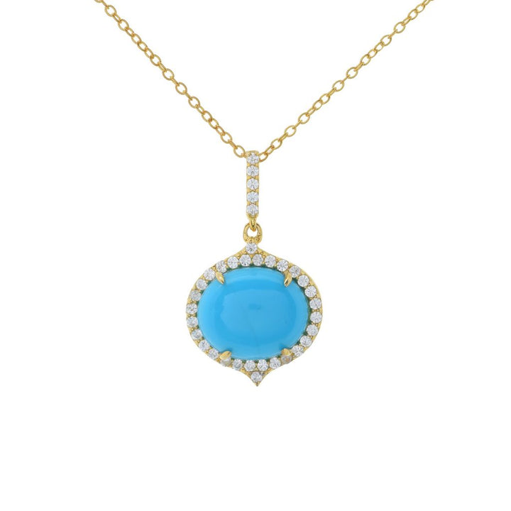 Elemental Gems Sleeping Beauty Turquoise & Zircon East-West Pendant