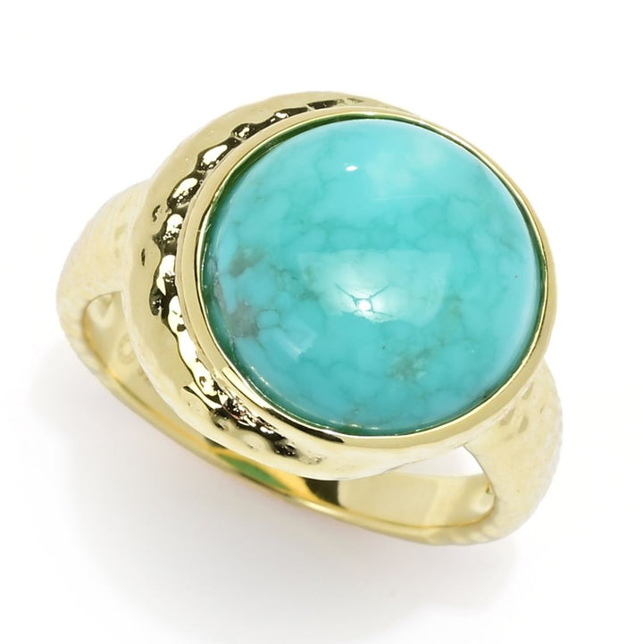 Elemental Gems 18K Gold Plated Campitos Turquoise Crescent Moon Ring