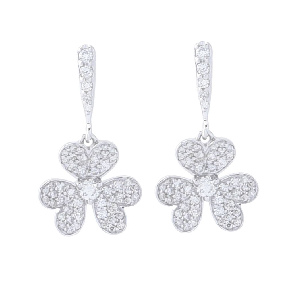 LALI Jewels 14K White Gold 1.33ctw Diamond Petal Drop Earrings, 3.1 grams