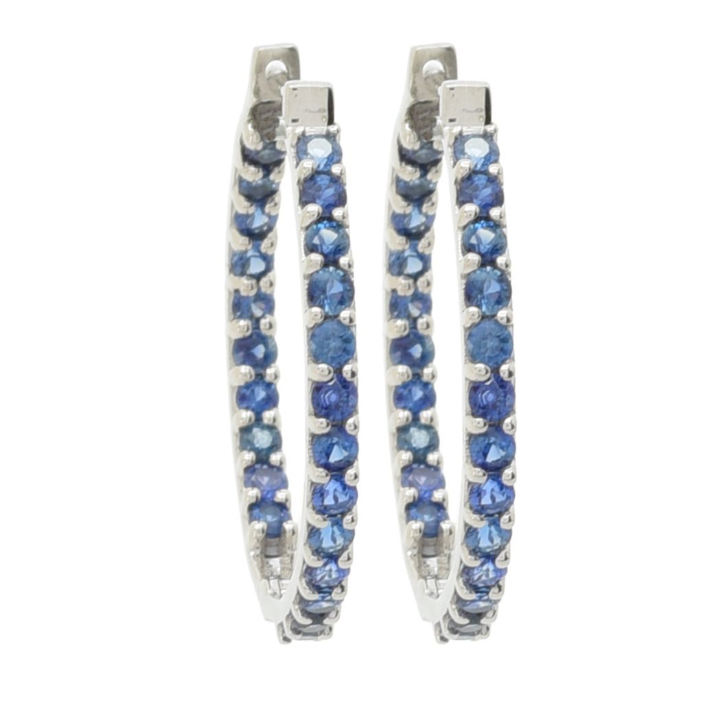 Platinum Jewelry by Ralf Griwatz Choice of Precious Gem Hoop Earrings