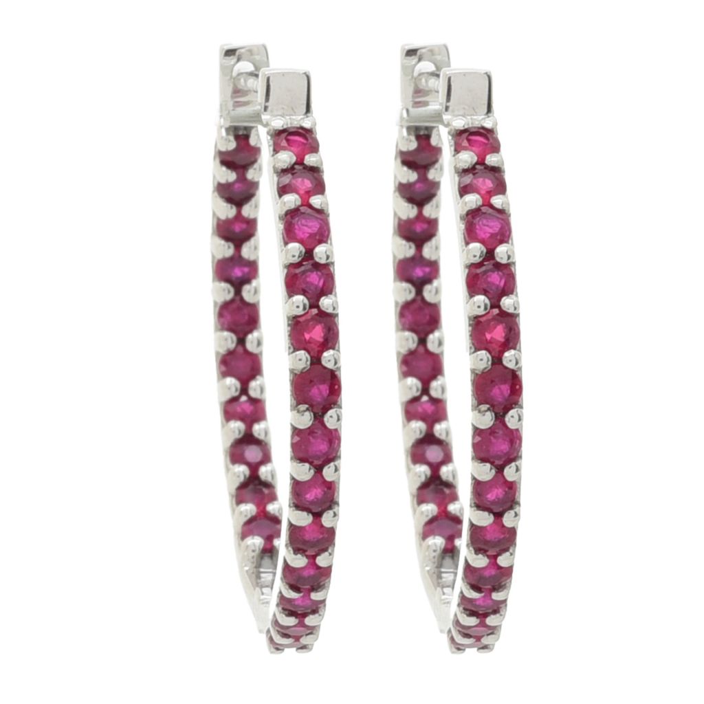 Platinum Jewelry by Ralf Griwatz Choice of Precious Gem Hoop Earrings