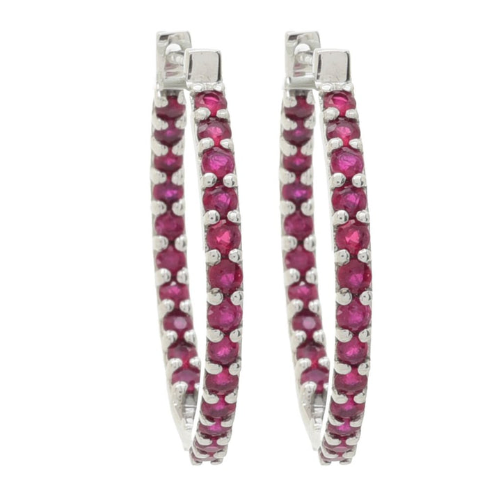 Platinum Jewelry by Ralf Griwatz Choice of Precious Gem Hoop Earrings