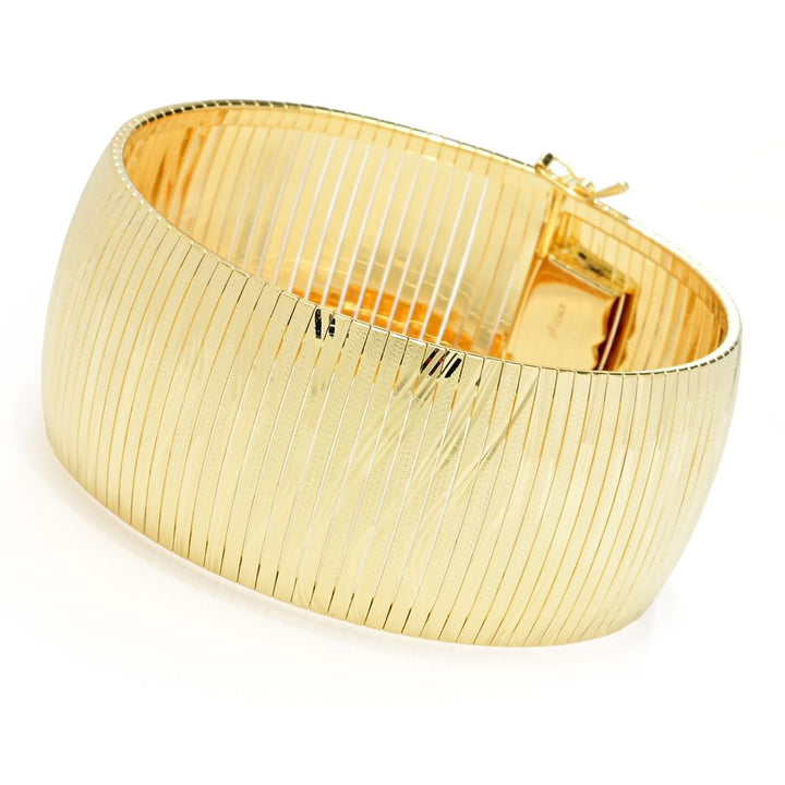 Toscana Italiana 18K Gold Plated "Tigre" Textured Wide Cuff Bracelet