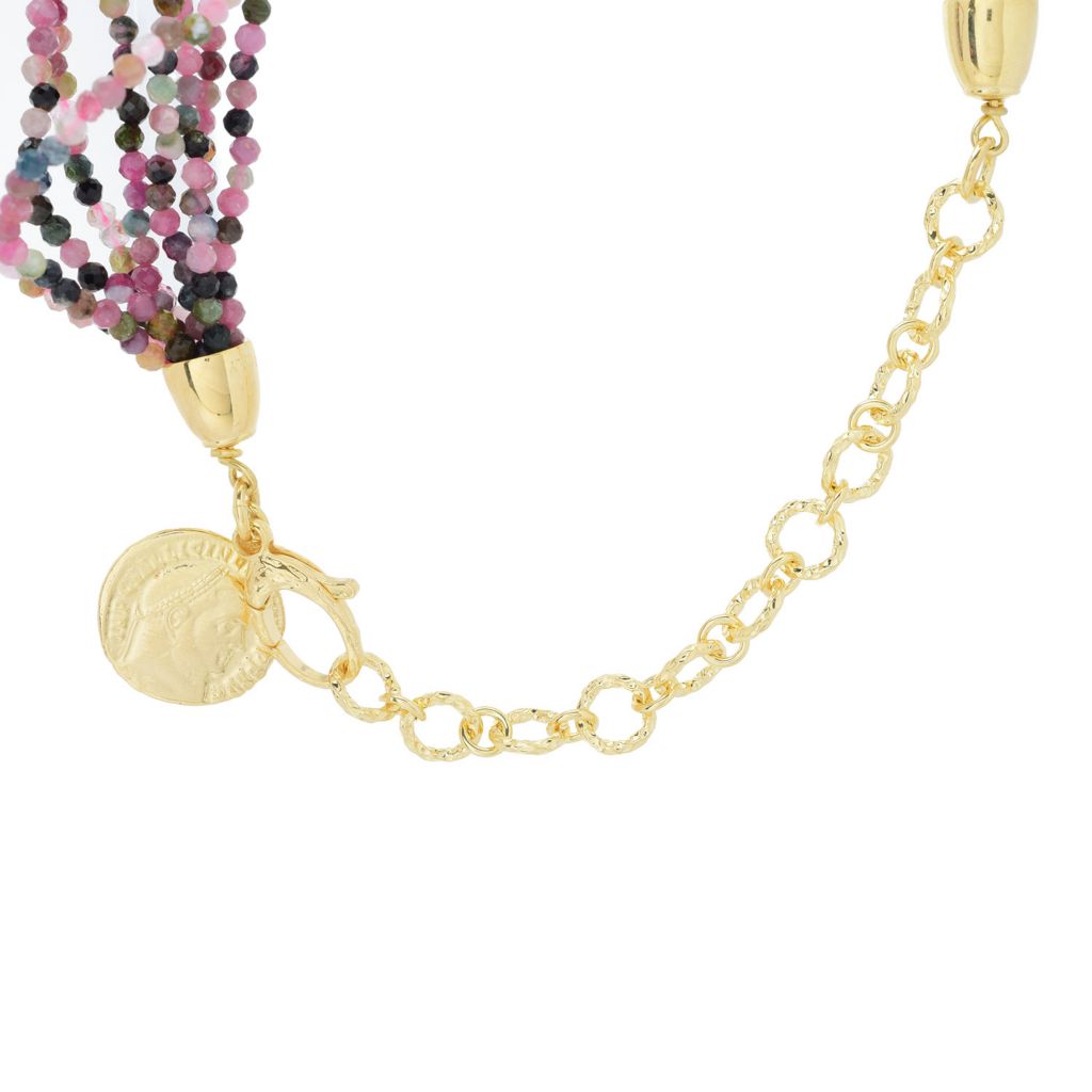 Toscana Italiana 18K Gold Plated Multi Strand Tourmaline Necklace