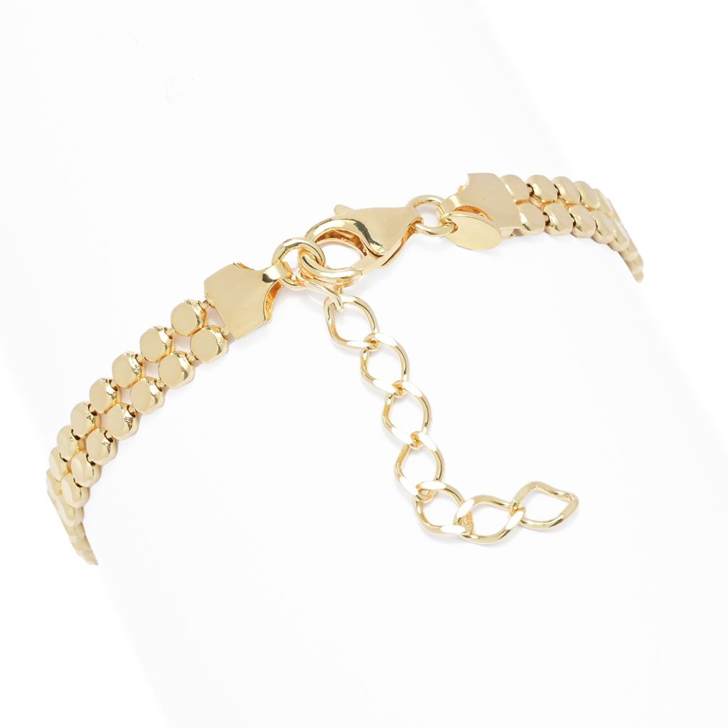 Toscana Italiana 18K Gold Plated Double Row Polished Disc Chain Bracelet