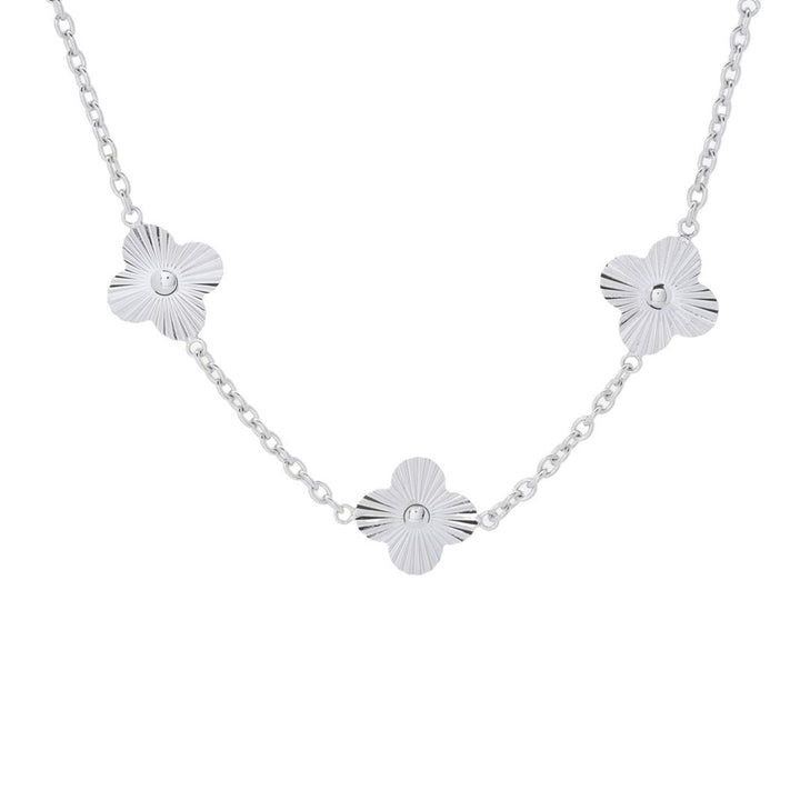 Toscana Italiana 18K Gold Plated or Platinum Plated Clover Station Necklace