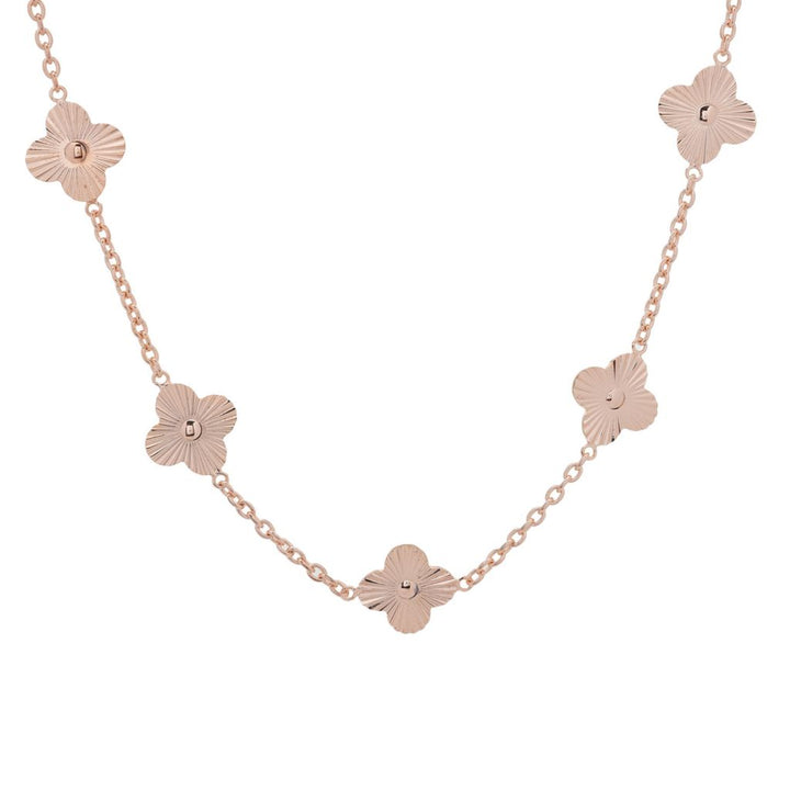 Toscana Italiana 18K Gold Plated or Platinum Plated Clover Station Necklace
