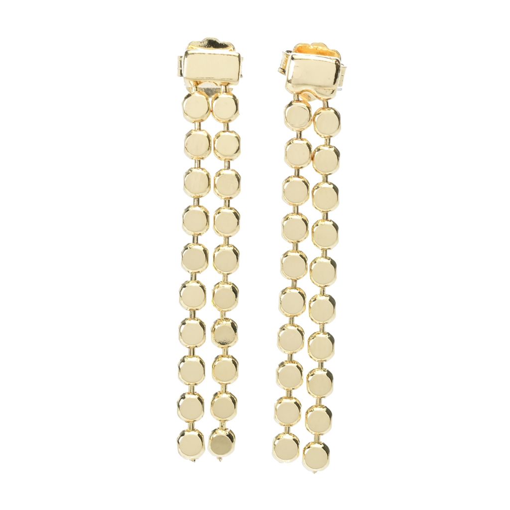 Toscana Italiana 18K Gold Plated Double Row Polished Disc Dangle Earrings