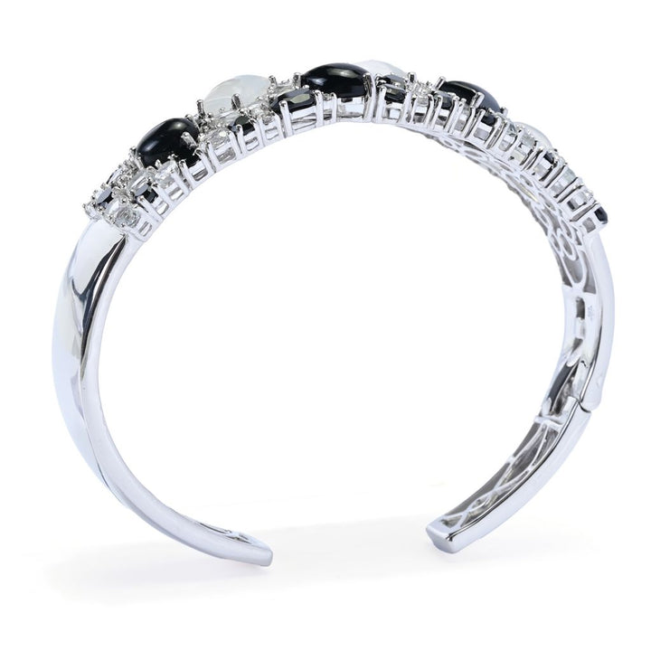 Gem Treasures Sterling Silver Choice of Gemstone Combo Cuff Bracelet