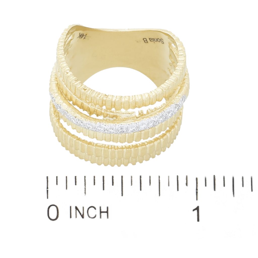 Sonia Bitton Galerie de Bijoux 14K Gold 0.16ctw Diamond Highway Ring