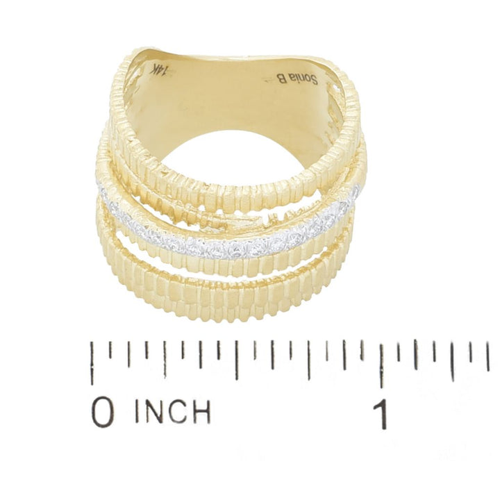 Sonia Bitton Galerie de Bijoux 14K Gold 0.16ctw Diamond Highway Ring