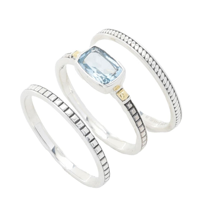 Artisan Silver by Samuel B. Choice of Gemstone Set of 3 Stack Band Rings