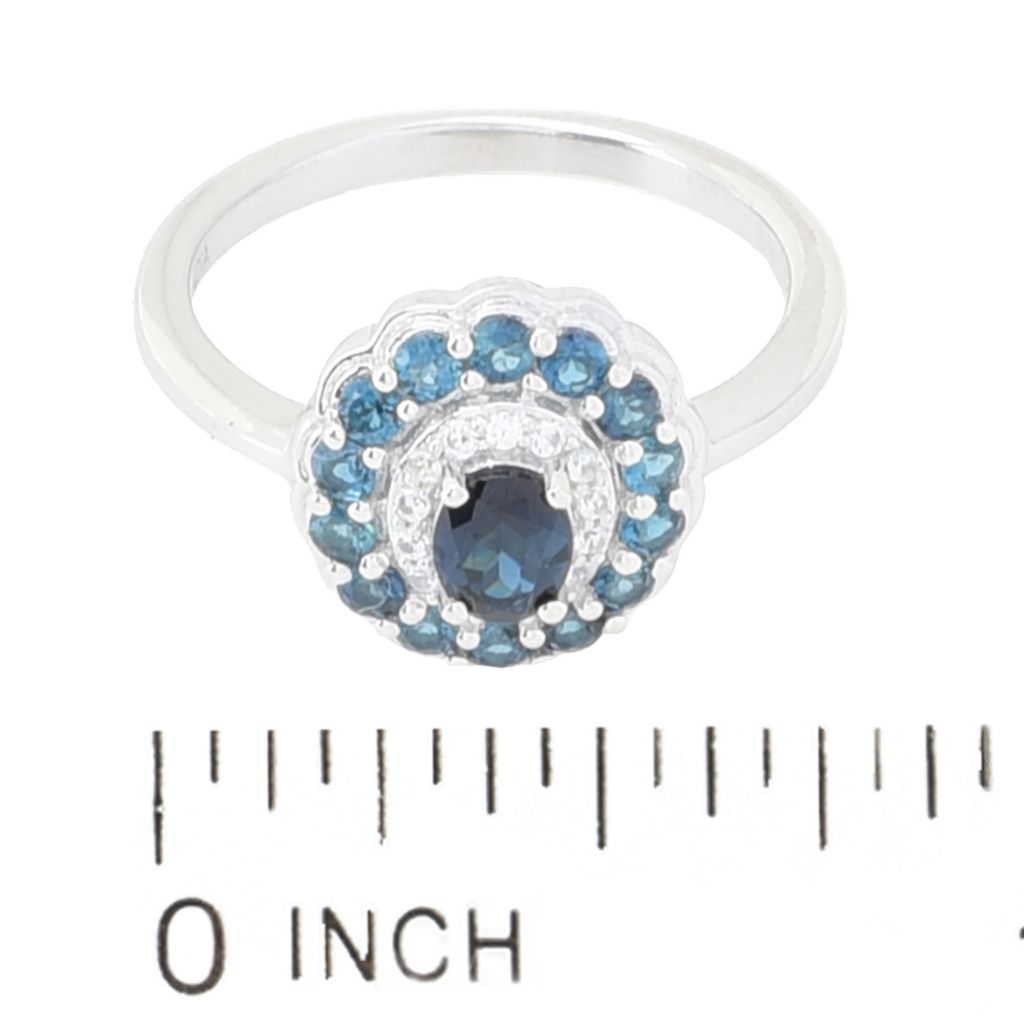Gem Treasures 1.02ctw Indicolite & White Zircon Double Halo Ring