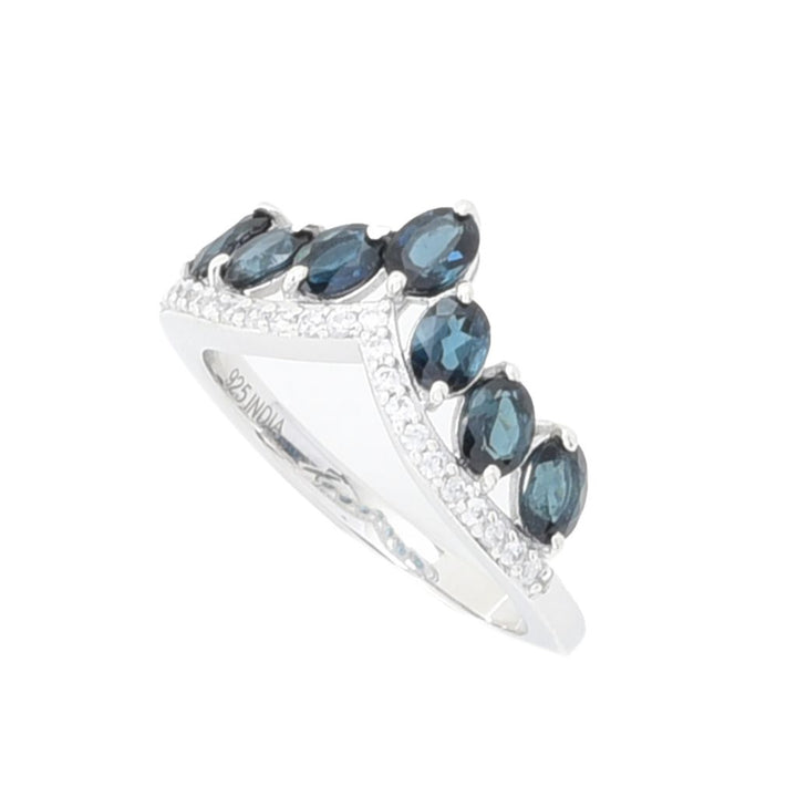 Gem Treasures 1.35ctw Indicolite & White Zircon Chevron Band Ring