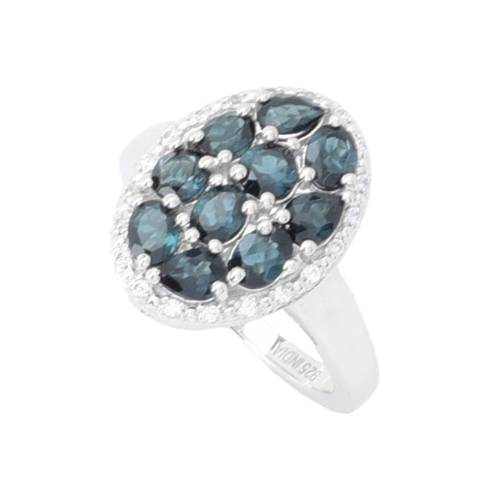 Gem Treasures 2.04ctw Mixed Cut Indicolite & Zircon Cluster Ring