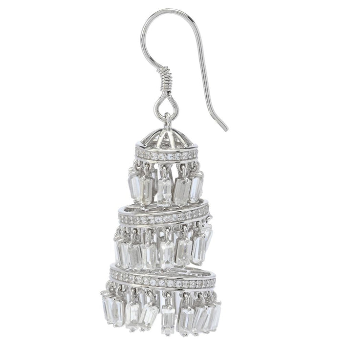 Gem Treasures 14.73ctw White Topaz Tiered Chandelier Drop Earrings