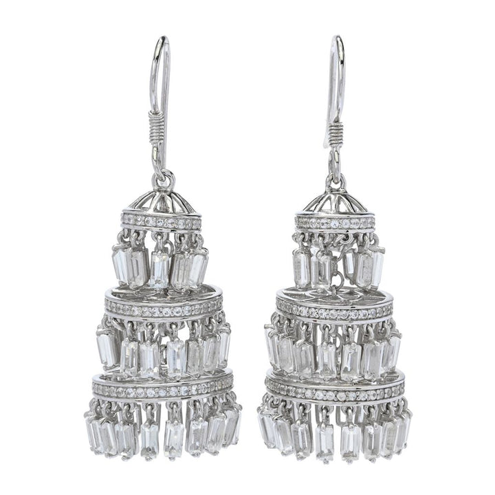 Gem Treasures 14.73ctw White Topaz Tiered Chandelier Drop Earrings