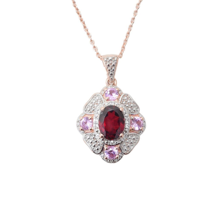 Gem Treasures "Sweetheart" 1.11ctw Garnet, Pink Sapphire & Zircon Pendant